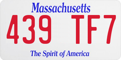 MA license plate 439TF7