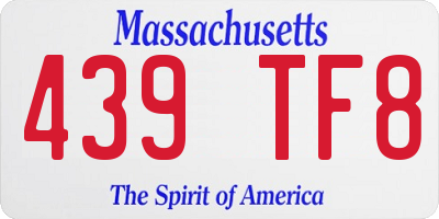 MA license plate 439TF8