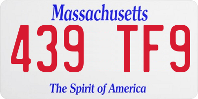 MA license plate 439TF9