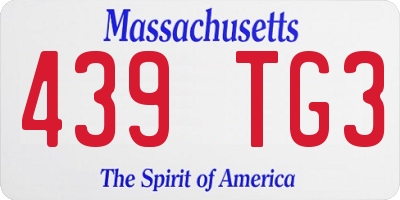 MA license plate 439TG3