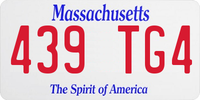 MA license plate 439TG4