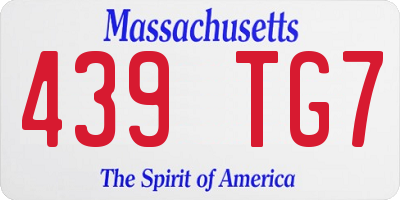 MA license plate 439TG7