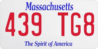 MA license plate 439TG8