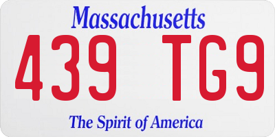 MA license plate 439TG9