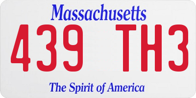 MA license plate 439TH3