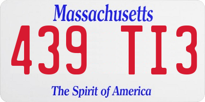 MA license plate 439TI3