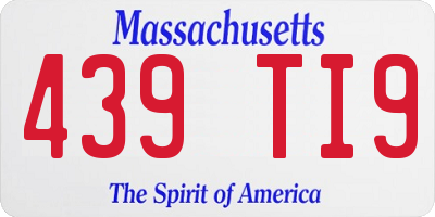 MA license plate 439TI9