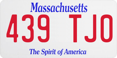 MA license plate 439TJ0