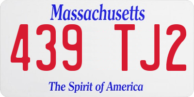 MA license plate 439TJ2
