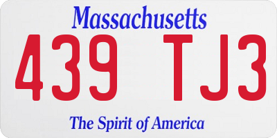 MA license plate 439TJ3