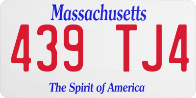 MA license plate 439TJ4