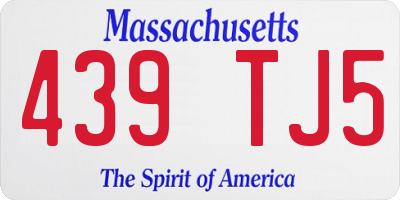 MA license plate 439TJ5