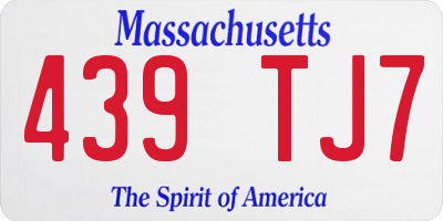 MA license plate 439TJ7
