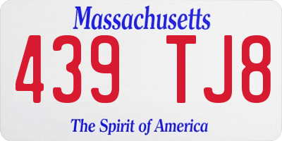 MA license plate 439TJ8
