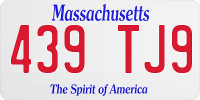 MA license plate 439TJ9