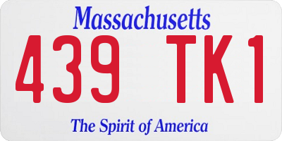 MA license plate 439TK1