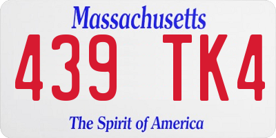 MA license plate 439TK4