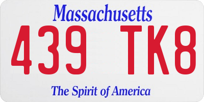 MA license plate 439TK8