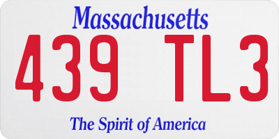 MA license plate 439TL3
