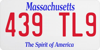 MA license plate 439TL9