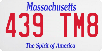 MA license plate 439TM8