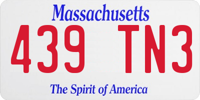 MA license plate 439TN3