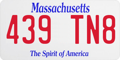 MA license plate 439TN8