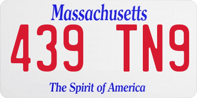 MA license plate 439TN9
