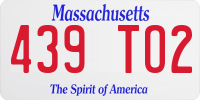 MA license plate 439TO2