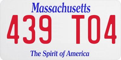 MA license plate 439TO4