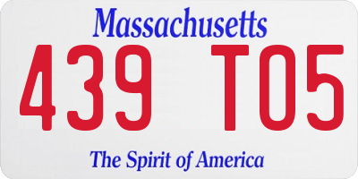 MA license plate 439TO5
