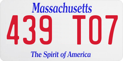 MA license plate 439TO7