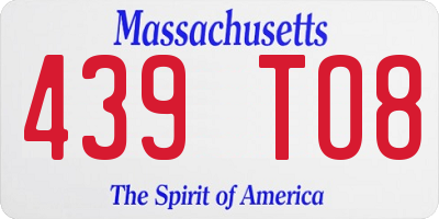 MA license plate 439TO8