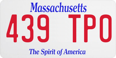 MA license plate 439TP0