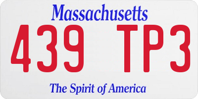 MA license plate 439TP3