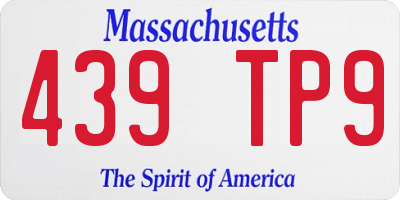 MA license plate 439TP9