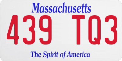 MA license plate 439TQ3