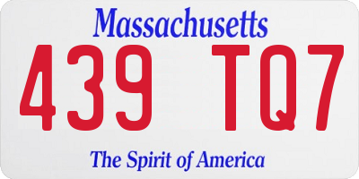 MA license plate 439TQ7