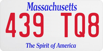 MA license plate 439TQ8