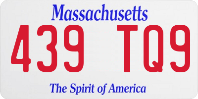 MA license plate 439TQ9