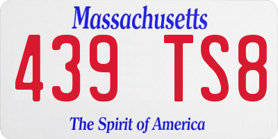 MA license plate 439TS8