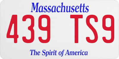 MA license plate 439TS9