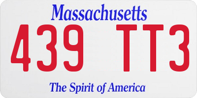 MA license plate 439TT3