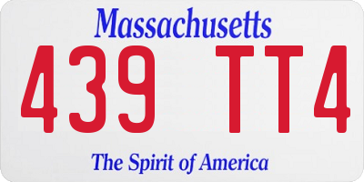MA license plate 439TT4