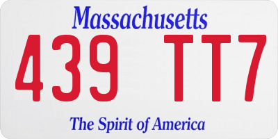 MA license plate 439TT7