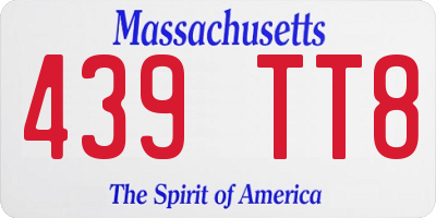 MA license plate 439TT8