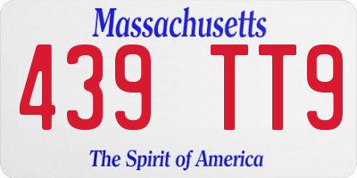 MA license plate 439TT9