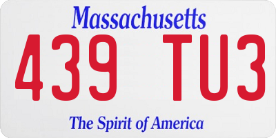 MA license plate 439TU3