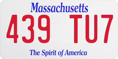 MA license plate 439TU7
