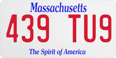 MA license plate 439TU9